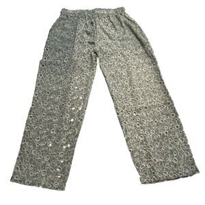 M1-12 SUNDAY ST. TROPEZ Women's Pants Floral Mesh Green/Blue Size M